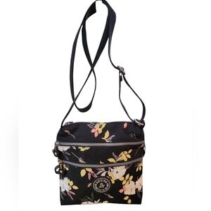 AOCINA Small Travel Multi-pocket Floral Nylon Crossbody Bag. EUC